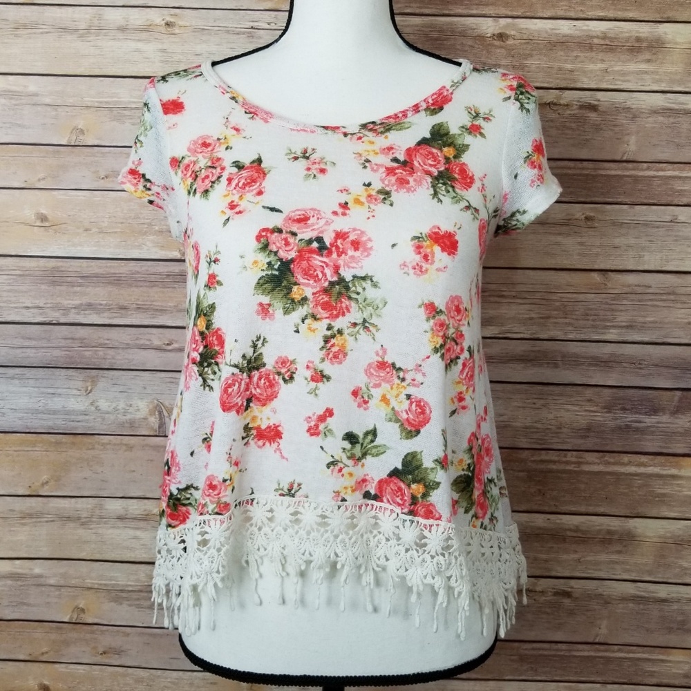 Blu Planet Floral Print with Lace Hem Small - Picture 2 of 7